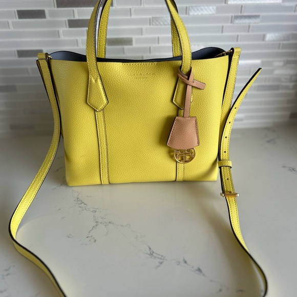 Tory Burch Yellow Pink Tote Bag with Structured Design - Picture 1 of 9
